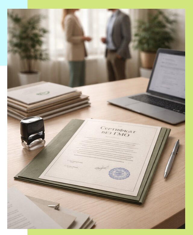 Сертификат без ГМО в Куйбышеве от 7777 р. оформить срочно Алешин-Кбш